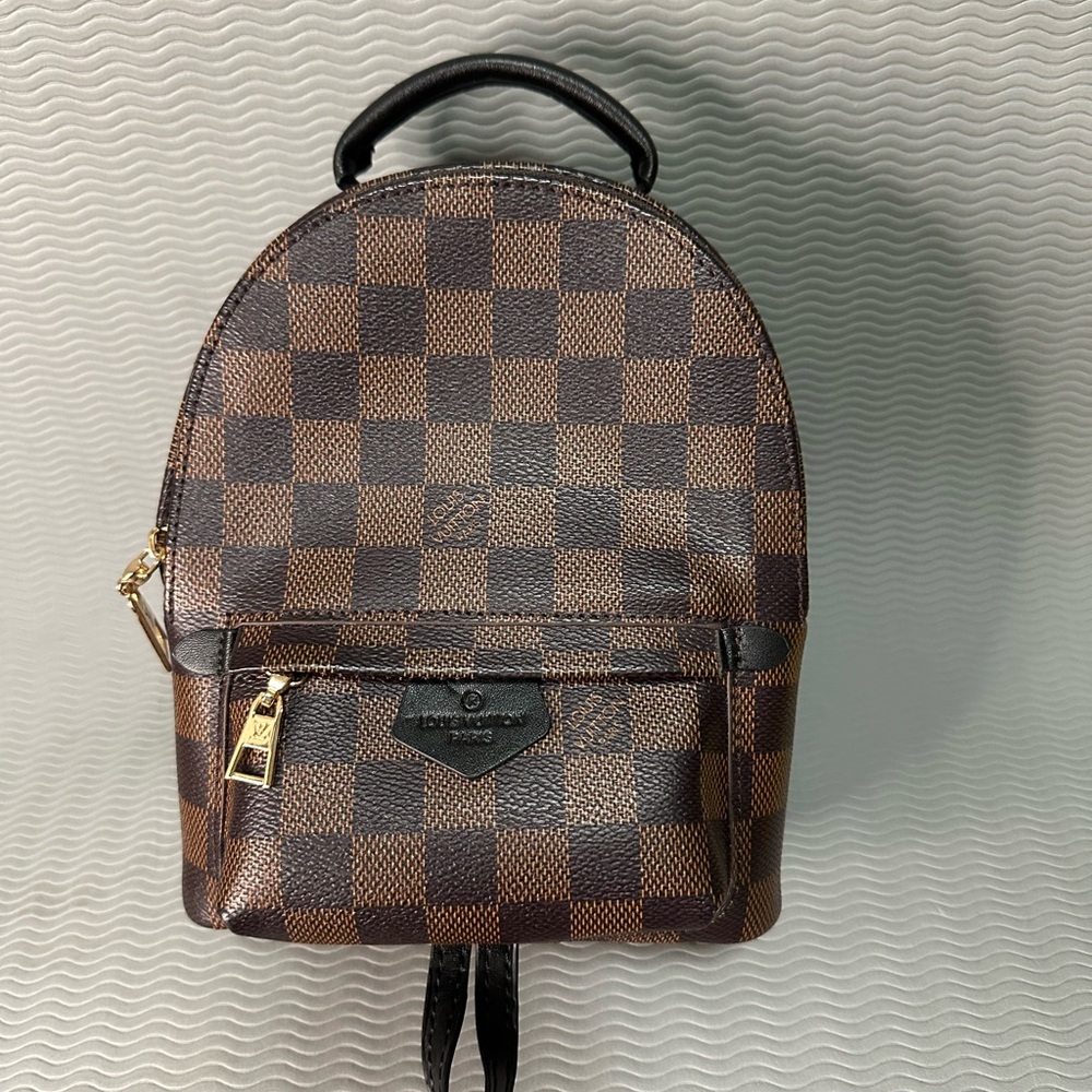 Fashion Brown Checkered Mini Backpack